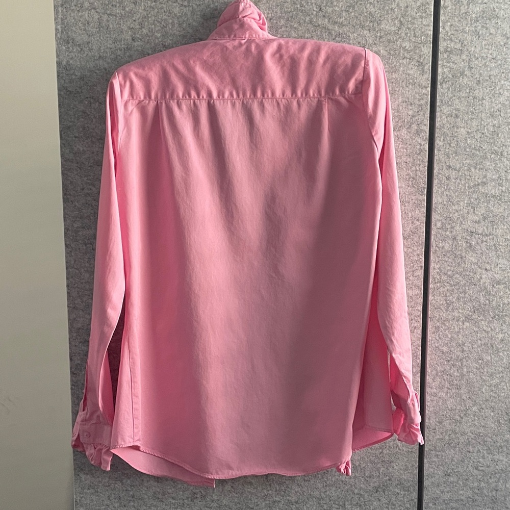 Pink Ruffled Button-Up Cotton Shirt - Picture 2 of 3